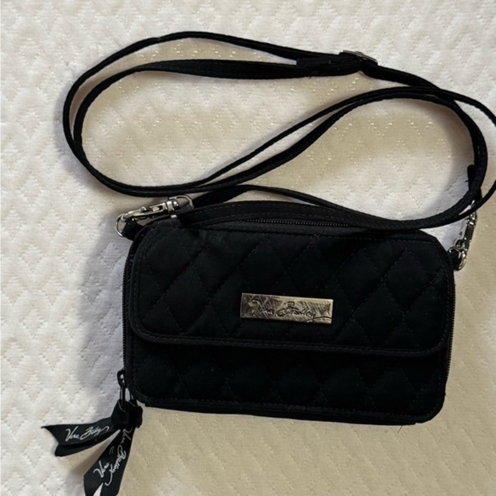 Vera Bradley Black Quilted Crossbody Wallet Bag